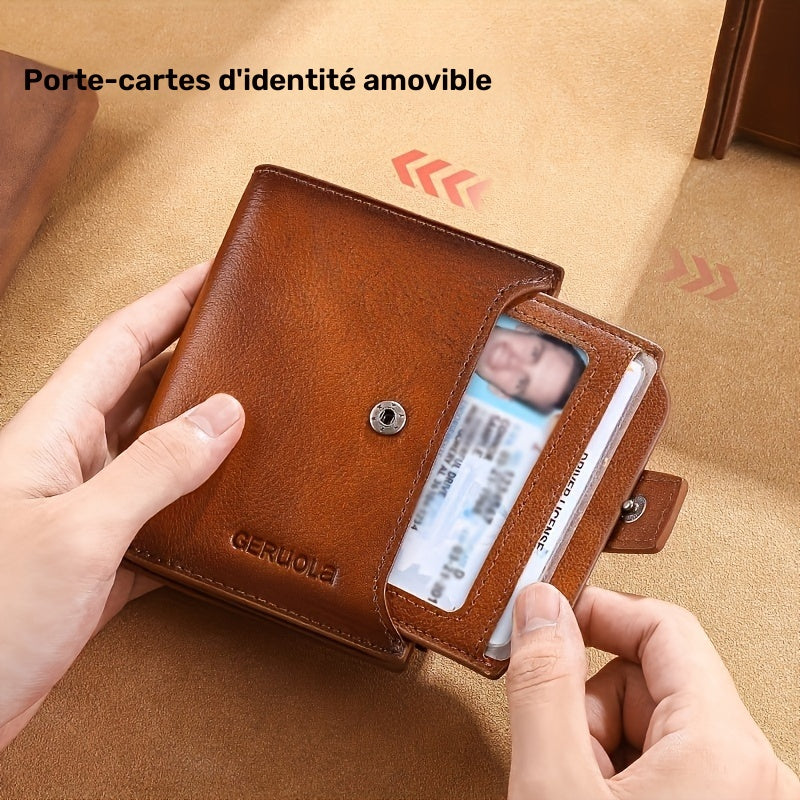 Men's Vertical Wallet with 17 Card Slots and ID Holder