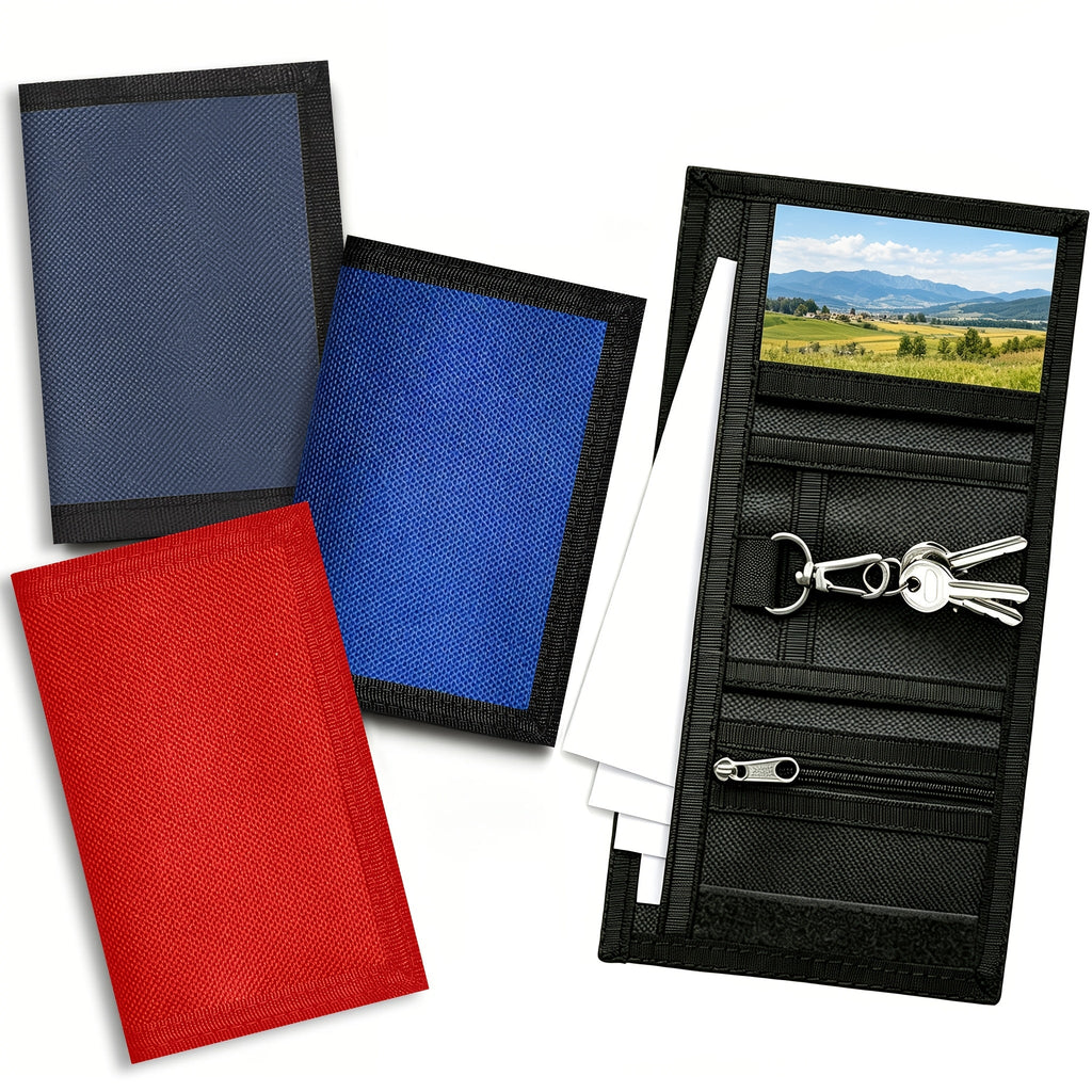 Men's Vertical 3-Fold Wallet with Keychain and Window