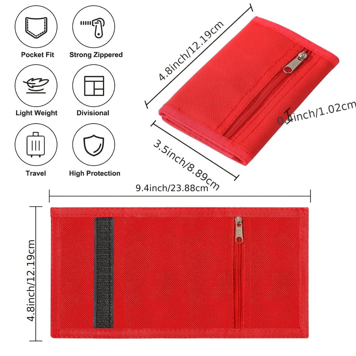 Men's Vertical 3-Fold Wallet with Keychain and Window