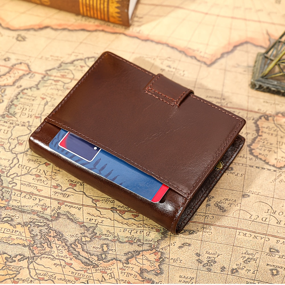 Men's Vertical Leather Wallet, 11 Cards and 3 Photos