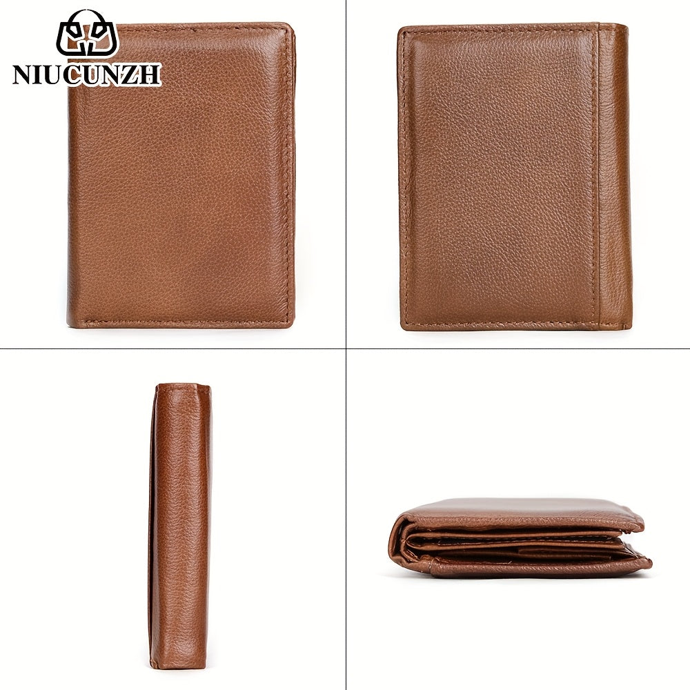 Men's Vertical Wallet with Double Photo Window, Leather