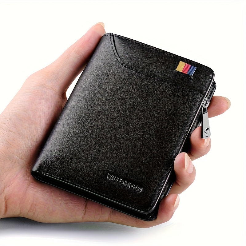 Men's Vertical Leather Wallet with Exterior Card Pocket Image