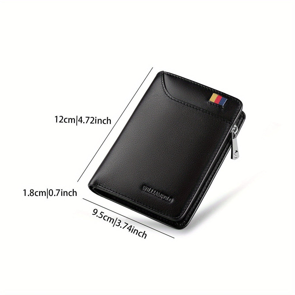 Men's Vertical Leather Wallet with Exterior Card Pocket