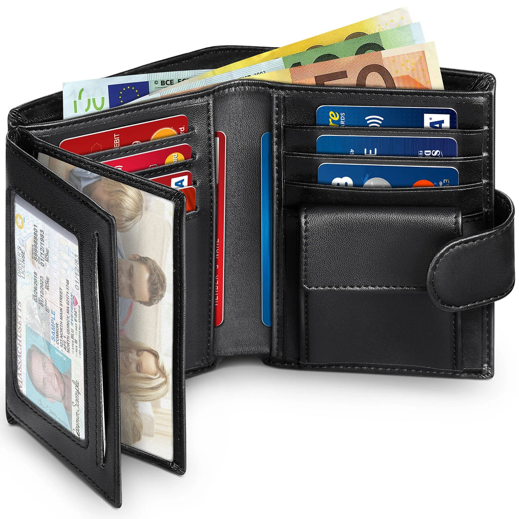 Men's Vertical Cowhide Wallet, 11 Slots