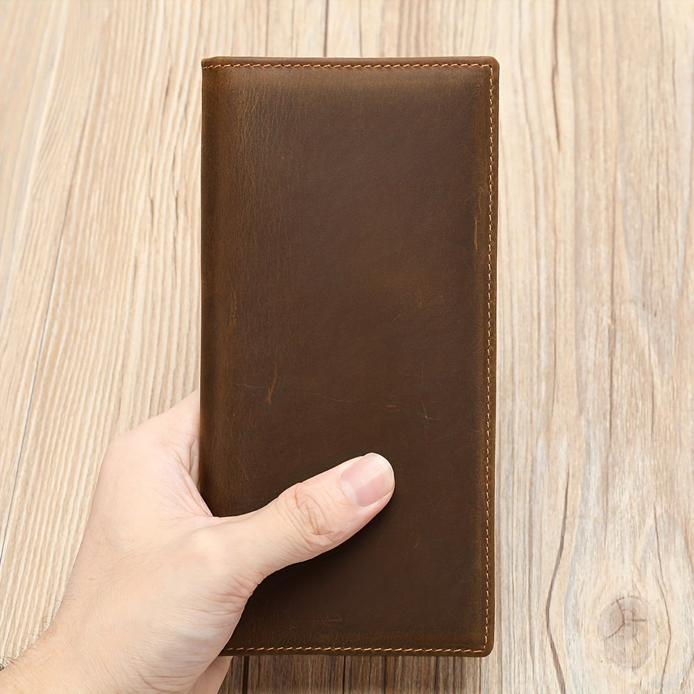 Men's Vertical Genuine Leather Wallet, Nine Cards