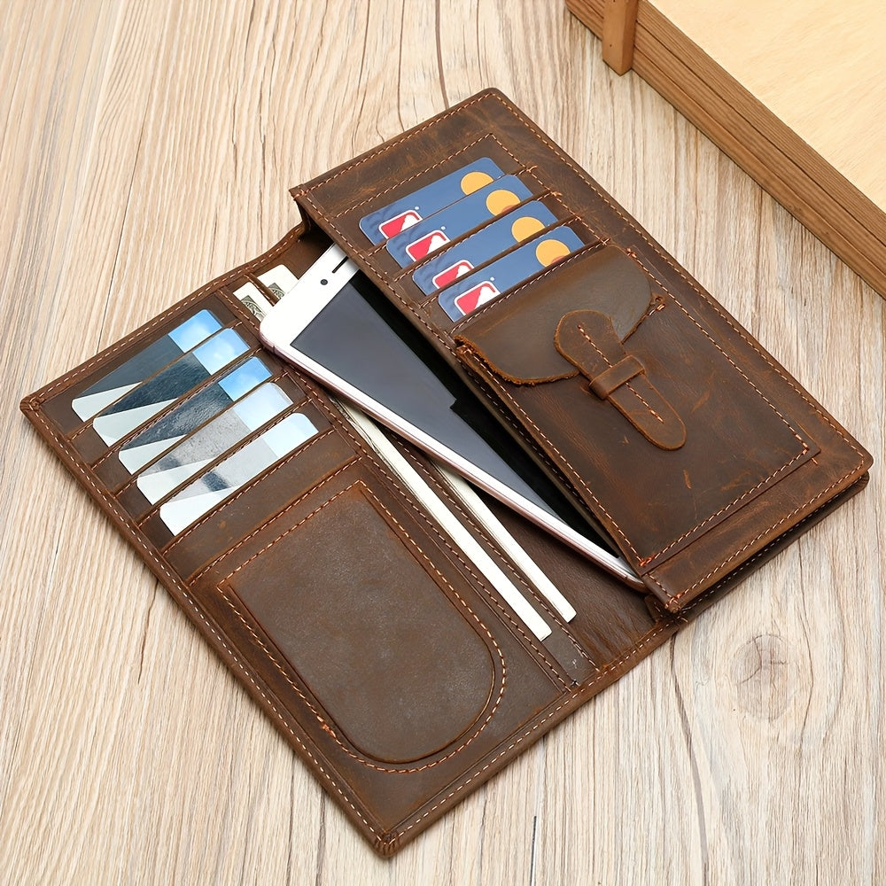 Men's Vertical Genuine Leather Wallet, Nine Cards