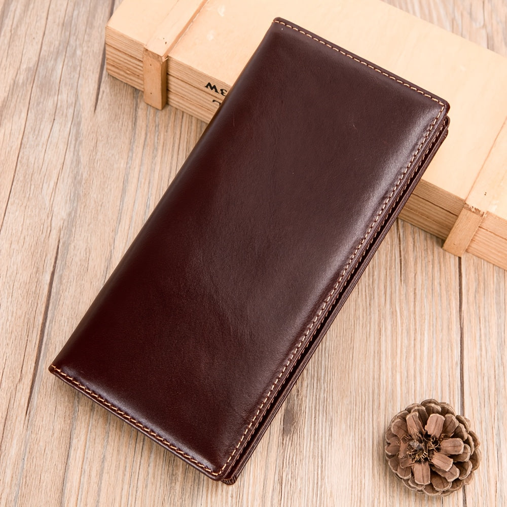 Men's Vertical Genuine Leather Wallet, Nine Cards