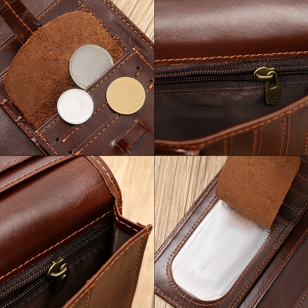 Men's Vertical Genuine Leather Wallet, Nine Cards Image