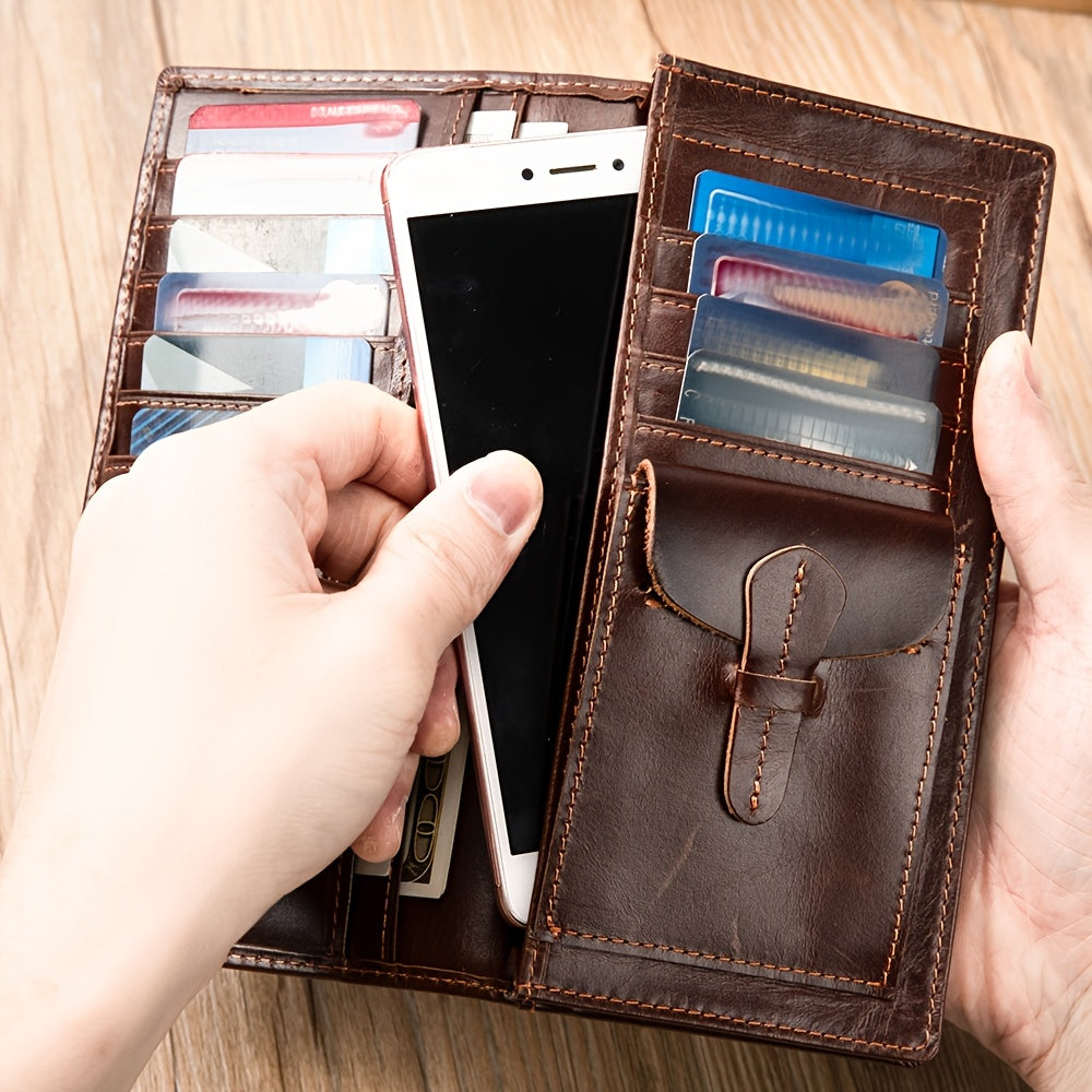 Men's Vertical Genuine Leather Wallet, Nine Cards