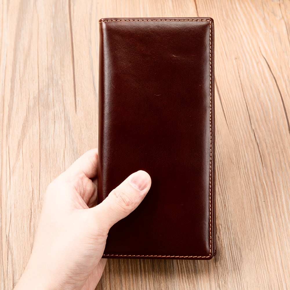 Men's Vertical Genuine Leather Wallet, Nine Cards