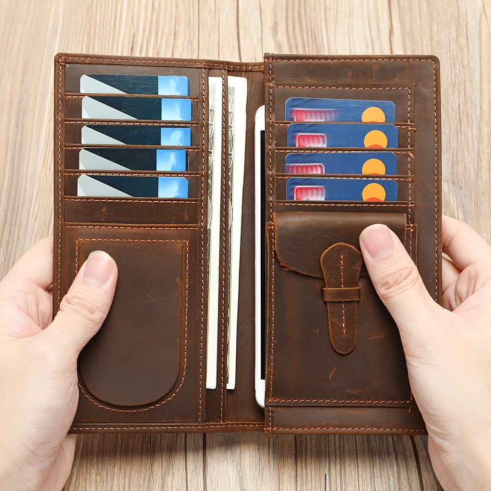 Men's Vertical Genuine Leather Wallet, Nine Cards