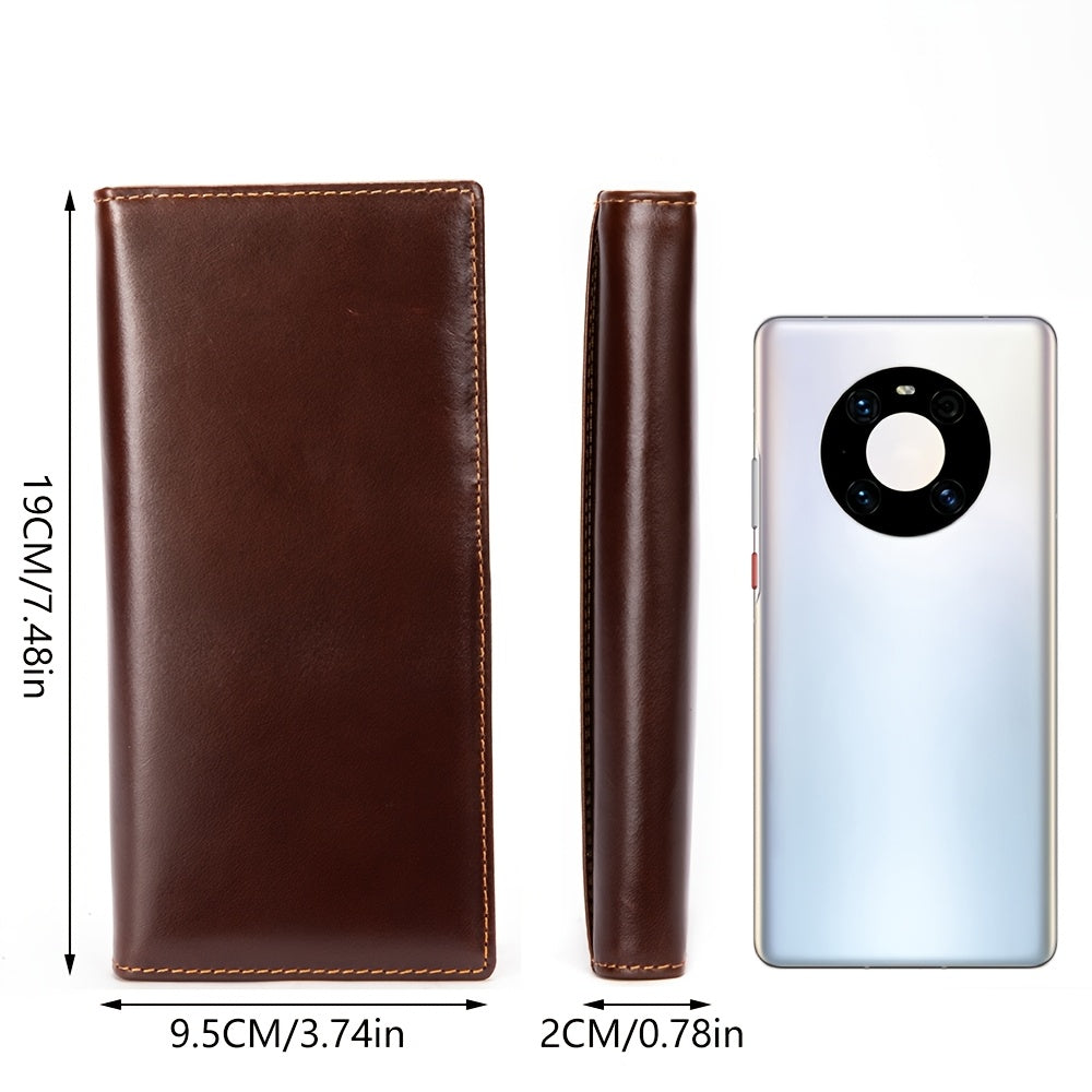 Men's Vertical Genuine Leather Wallet, Nine Cards