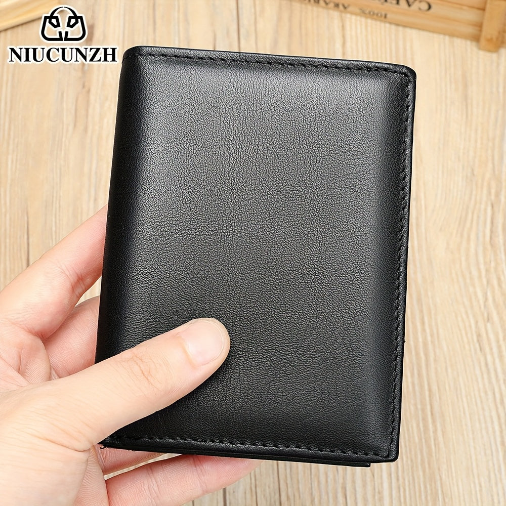 Men's Vertical Trifold Wallet with Double Photo Window