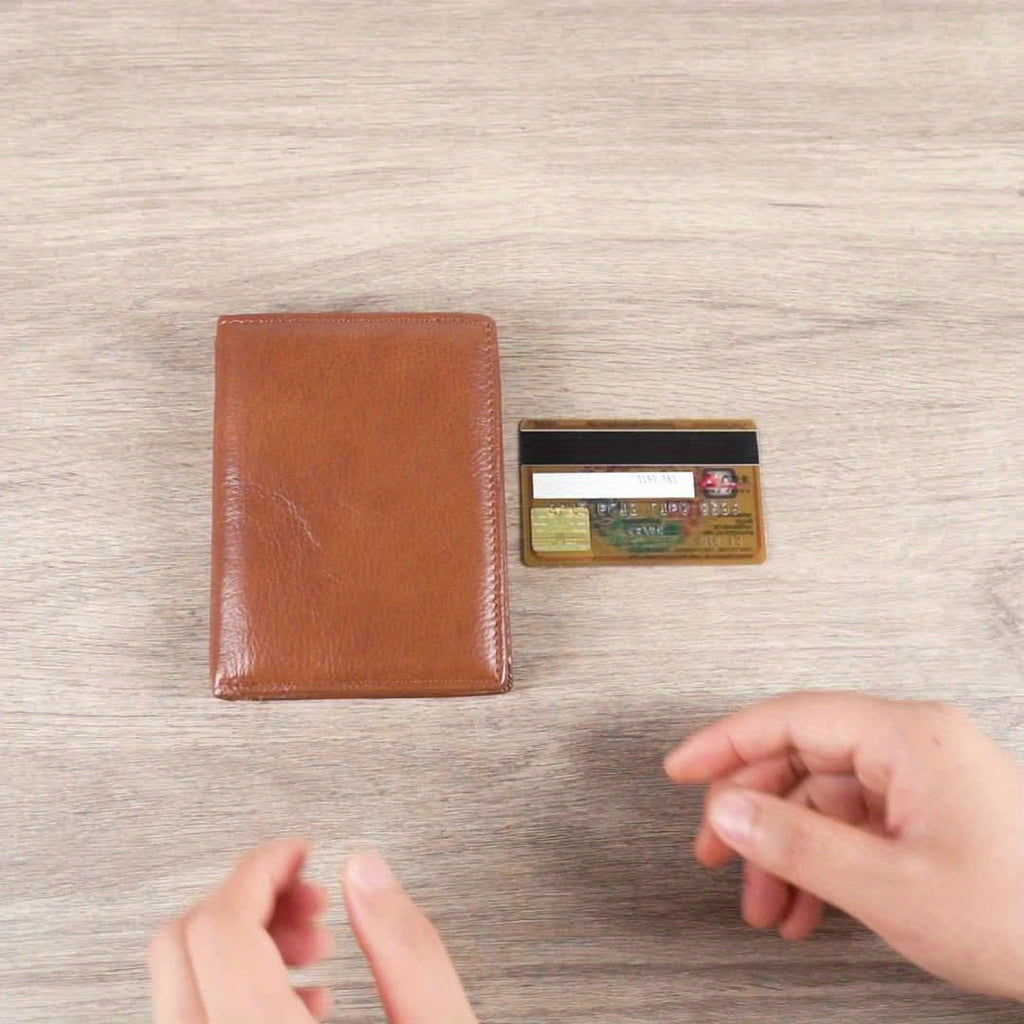 Men's Vertical Trifold Wallet with Double Photo Window