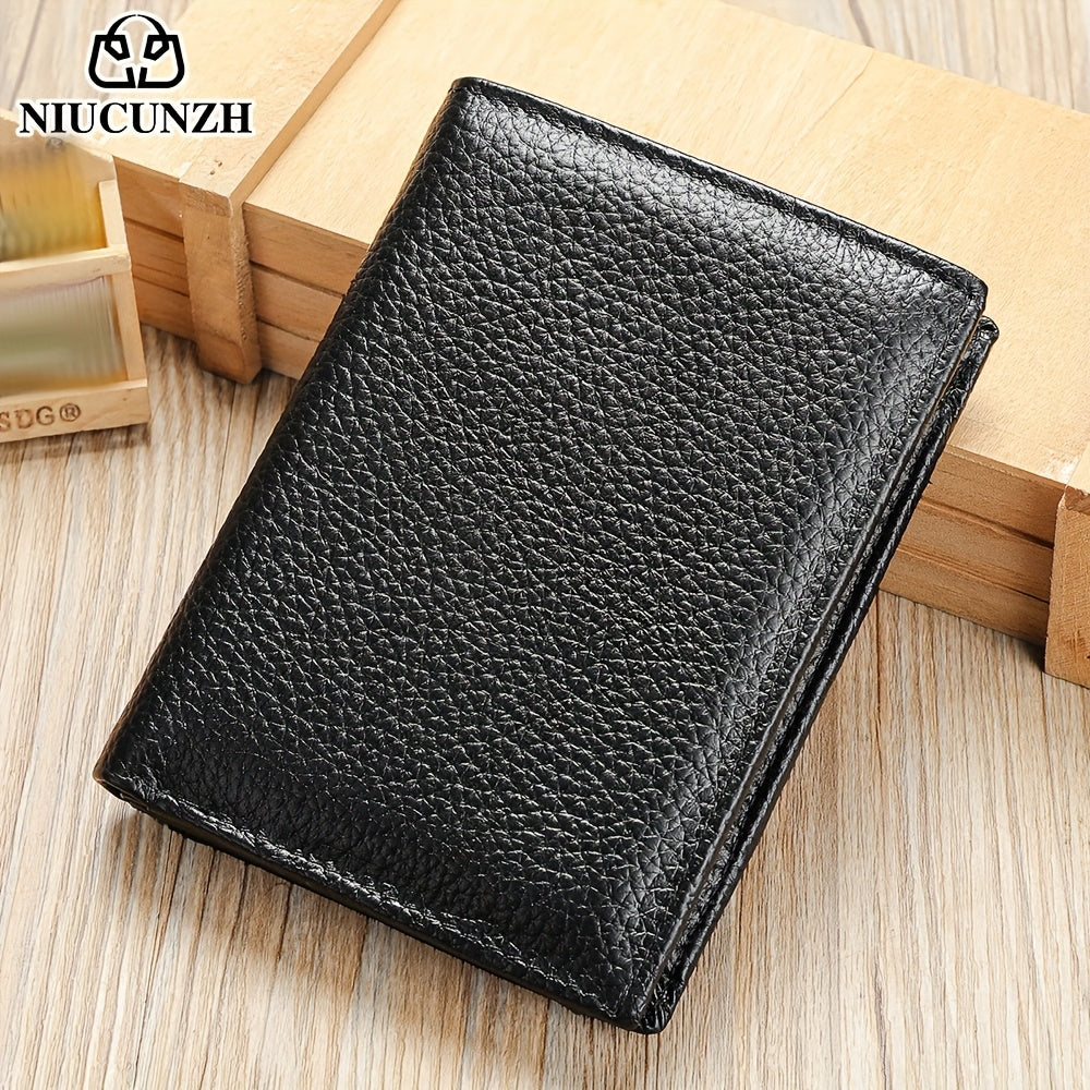 Men's Vertical Trifold Wallet with Double Photo Window Image