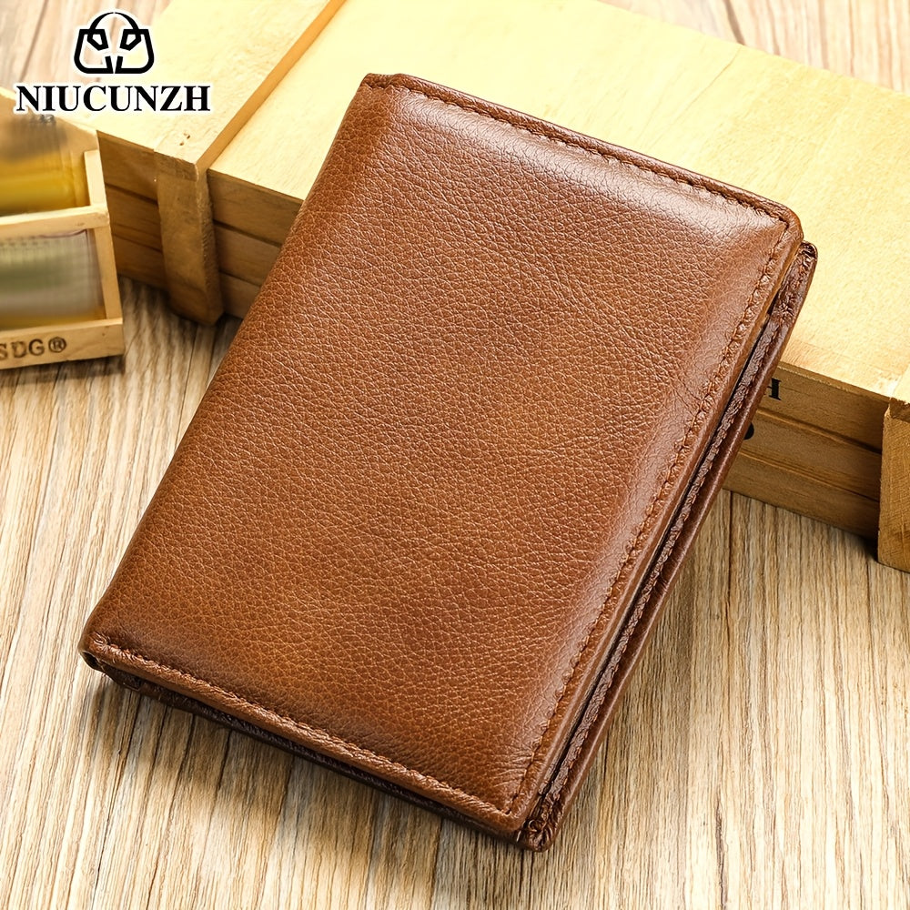 Men's Vertical Trifold Wallet with Double Photo Window