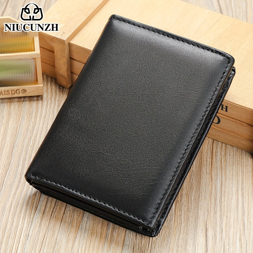 Men's Vertical Trifold Wallet with Double Photo Window