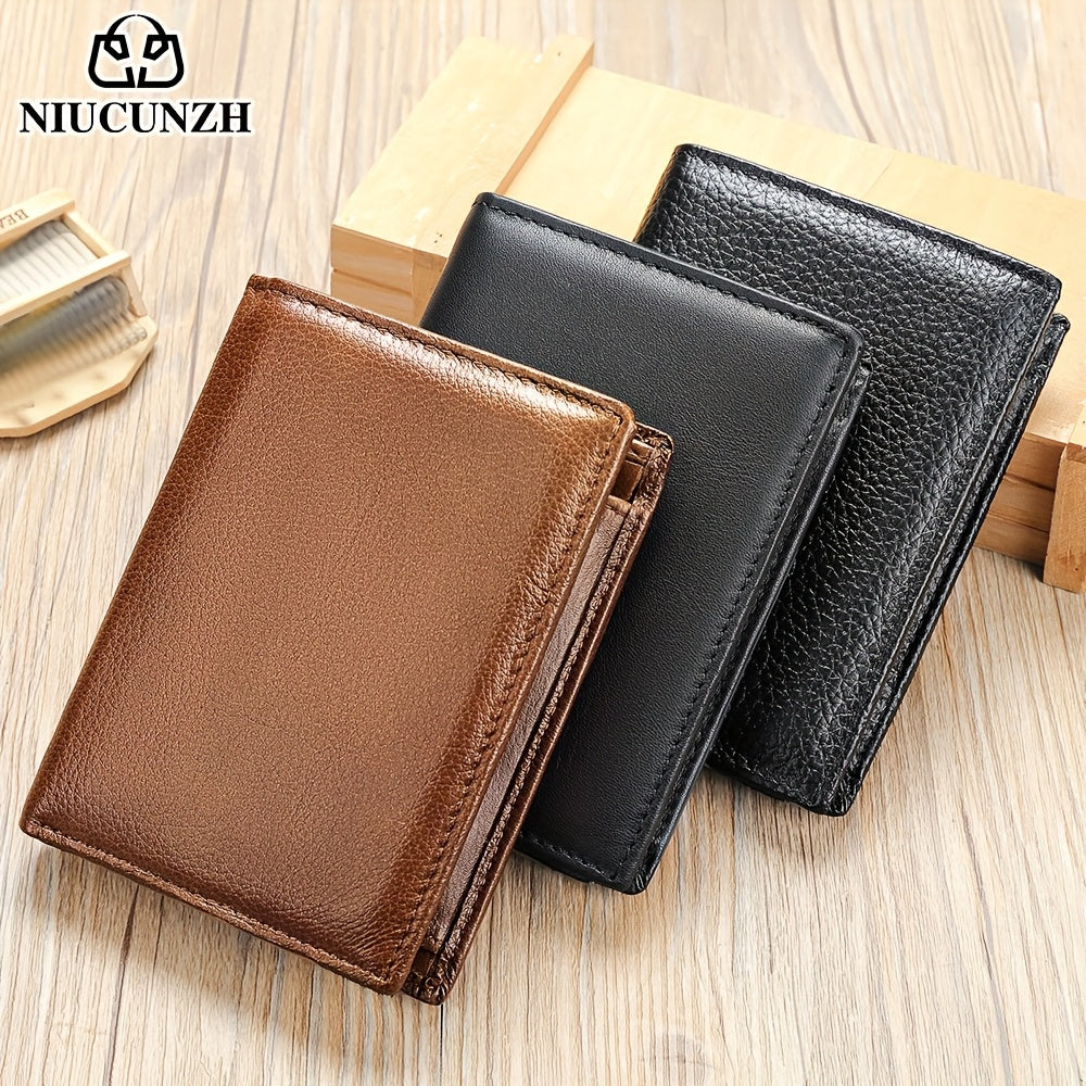 Men's Vertical Trifold Wallet with Double Photo Window