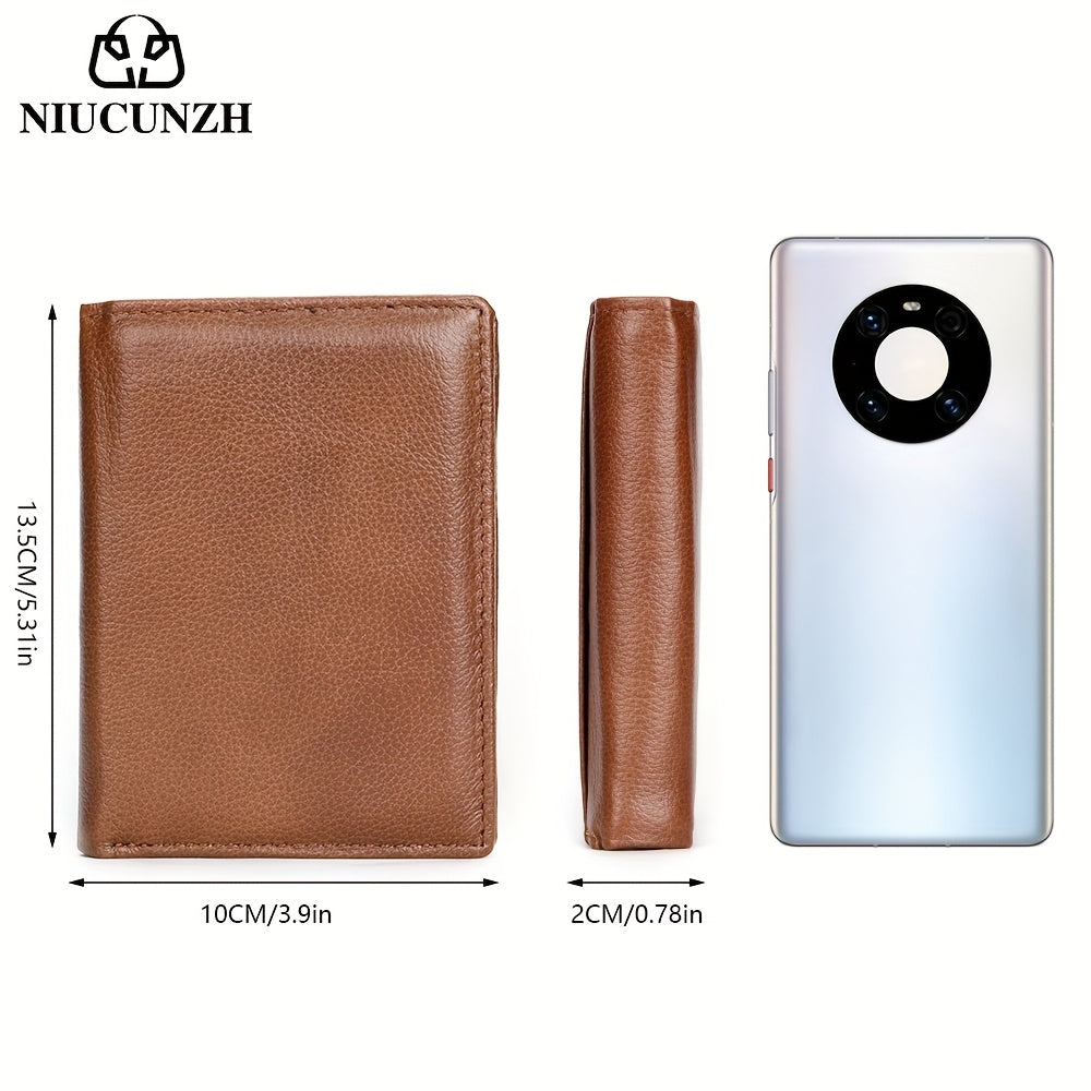 Men's Vertical Trifold Wallet with Double Photo Window