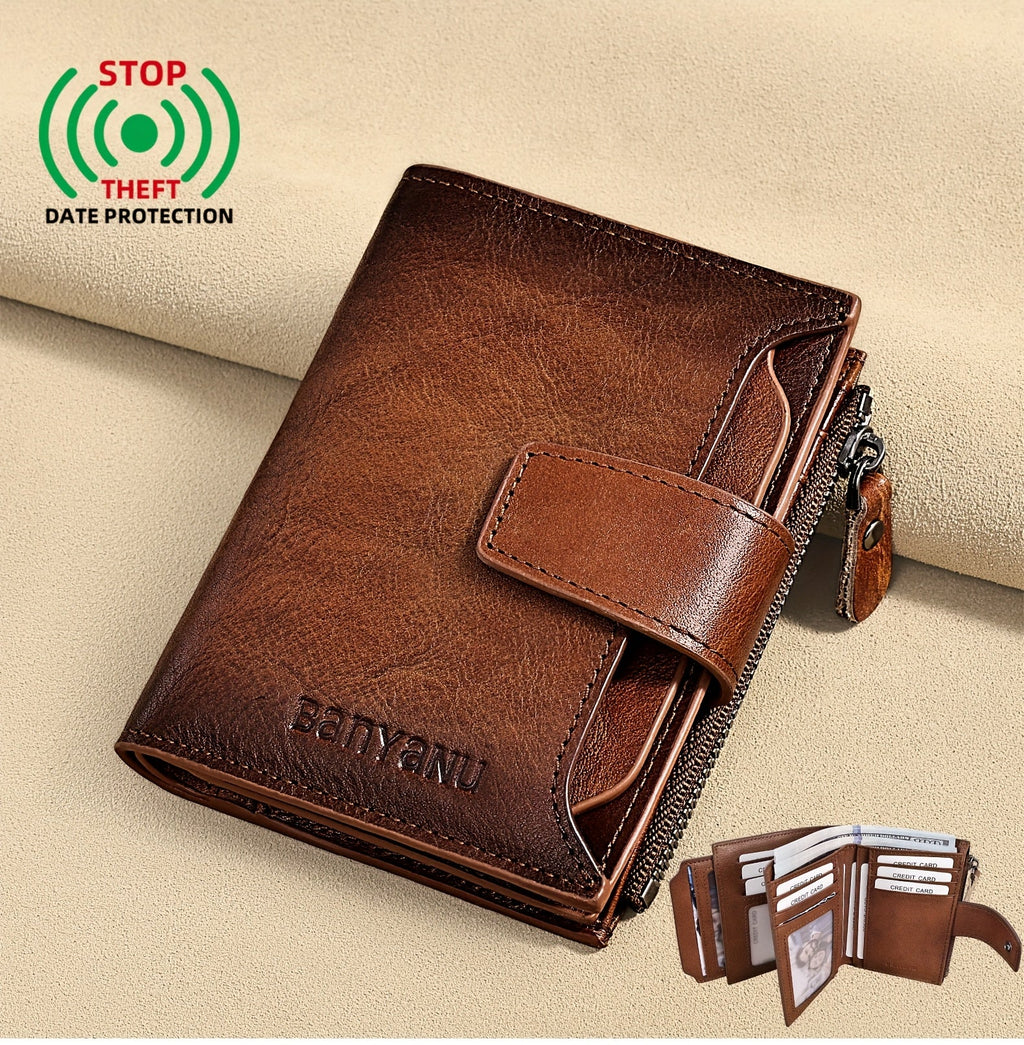 Men's Vertical Anti-RFID Wallet with Oxford Nylon Lining