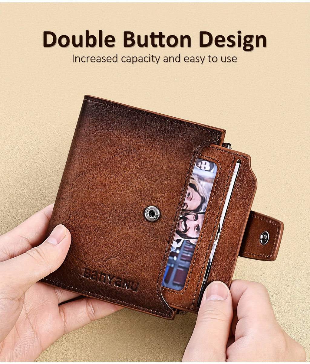 Men's Vertical Anti-RFID Wallet with Oxford Nylon Lining