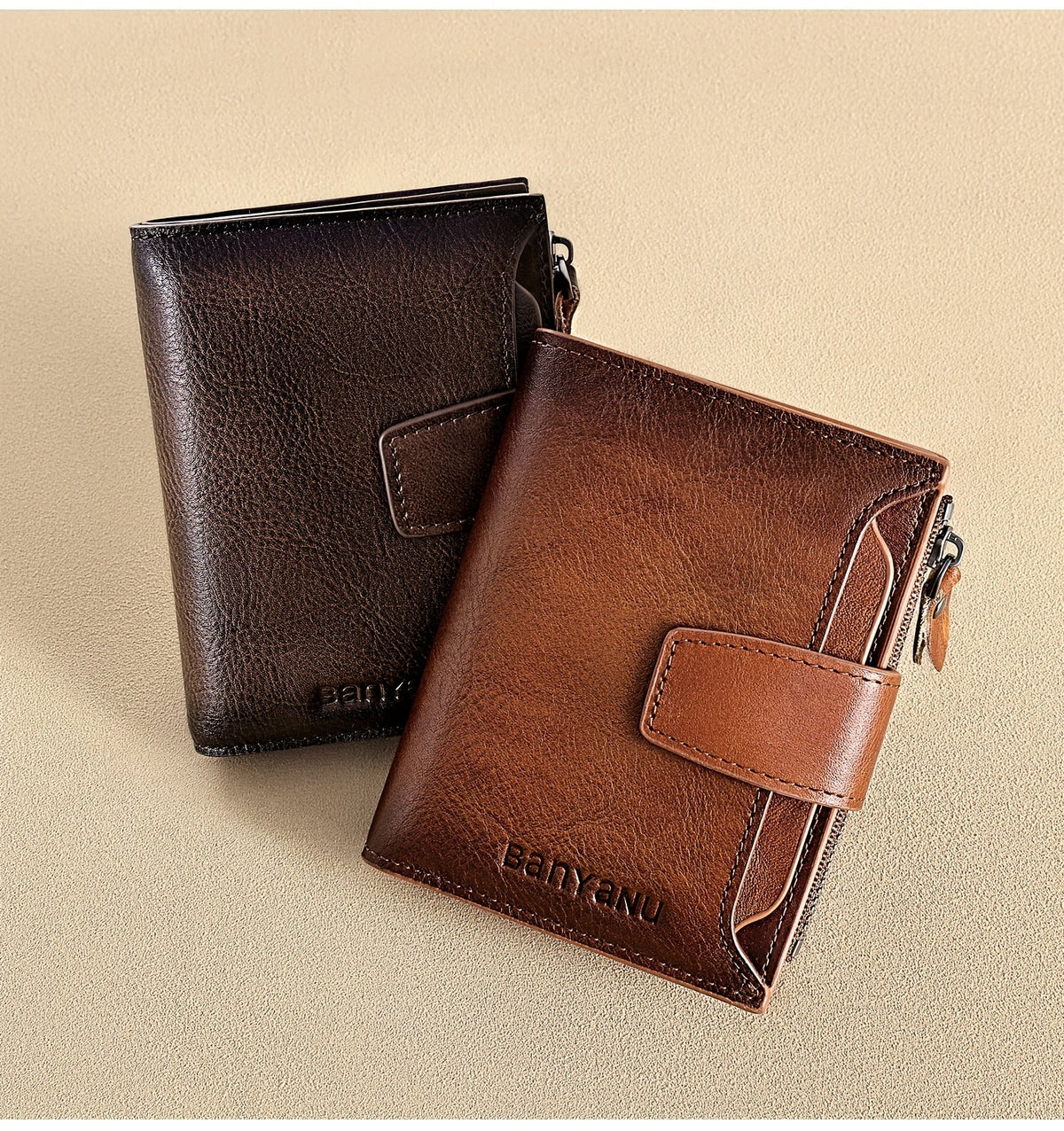 Men's Vertical Anti-RFID Wallet with Oxford Nylon Lining