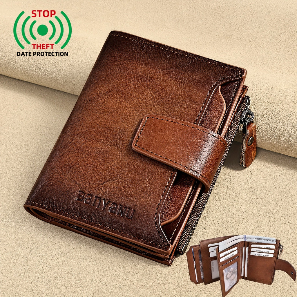 Men's Vertical Anti-RFID Wallet with Oxford Nylon Lining