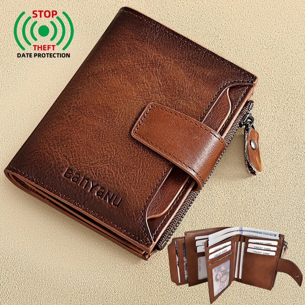 Men's Vertical Anti-RFID Wallet with Oxford Nylon Lining