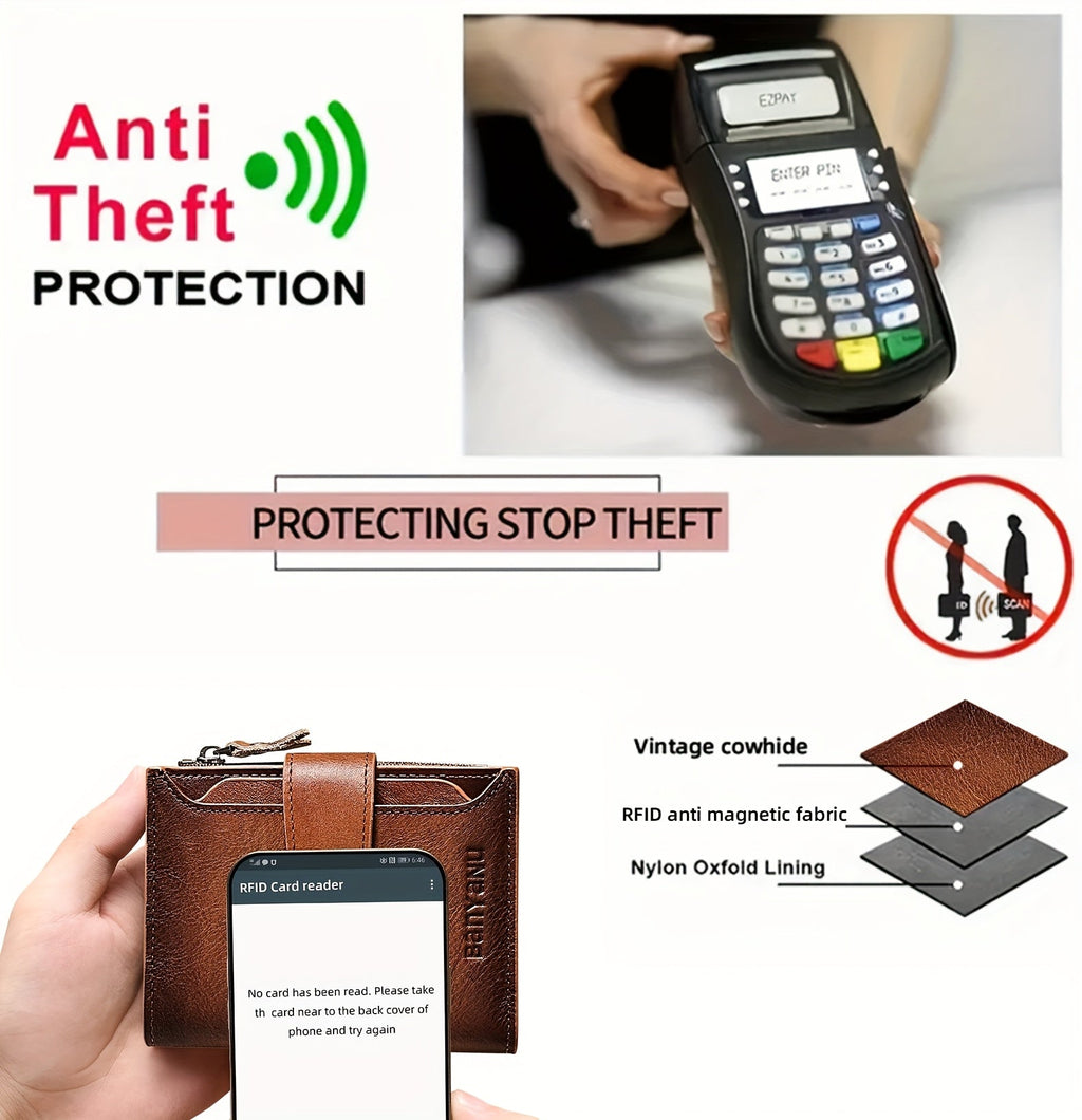 Men's Vertical Anti-RFID Wallet with Oxford Nylon Lining