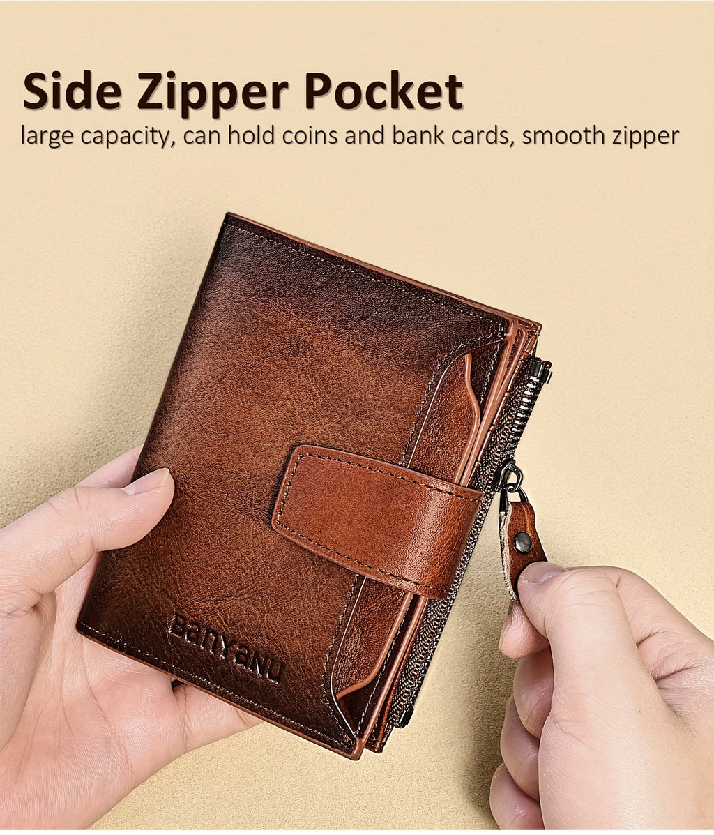 Men's Vertical Anti-RFID Wallet with Oxford Nylon Lining