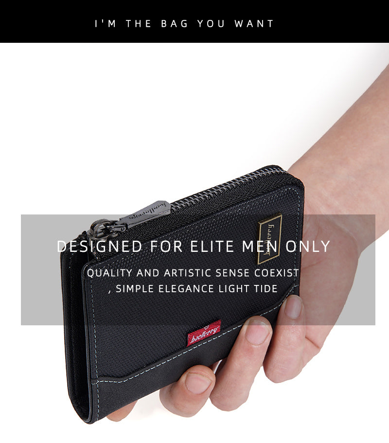 Men's Vertical Zippered Anti-RFID Wallet with Coin Pocket