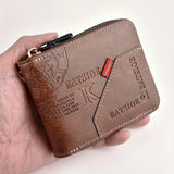 Men's Vintage PU Leather Wallet with Full Zip Closure