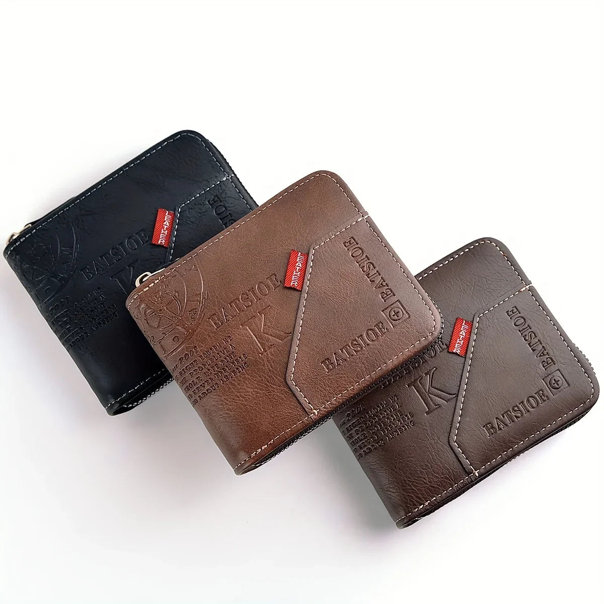 Men's Vintage PU Leather Wallet with Full Zip Closure