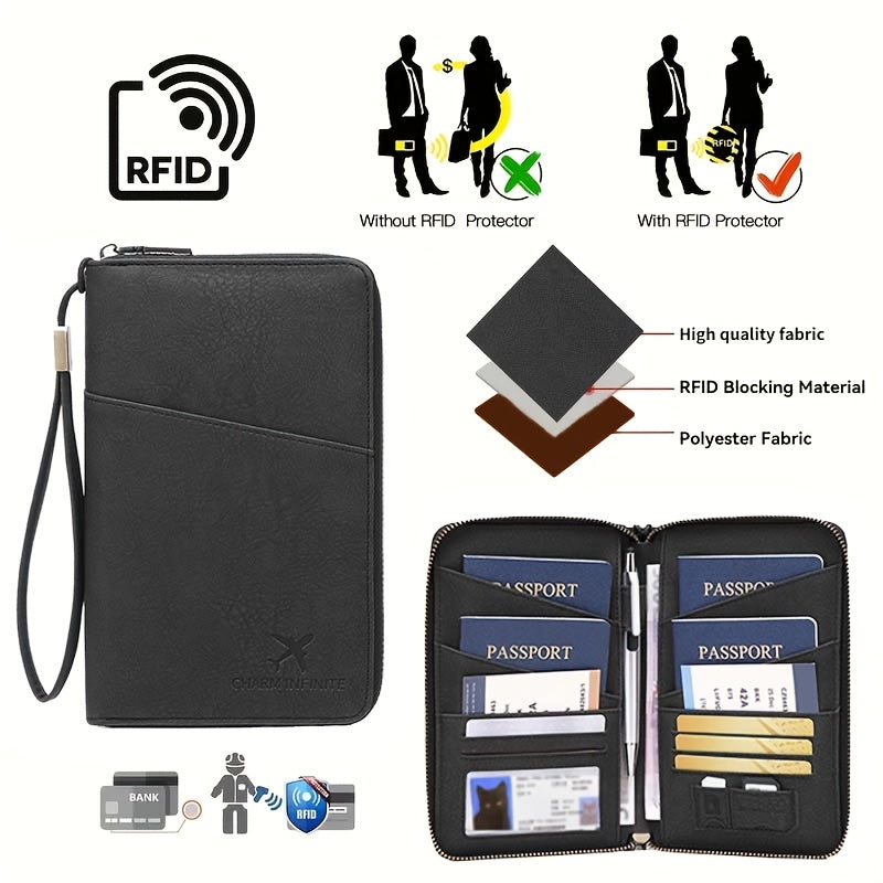 RFID Travel Wallet for Men, Four Passports