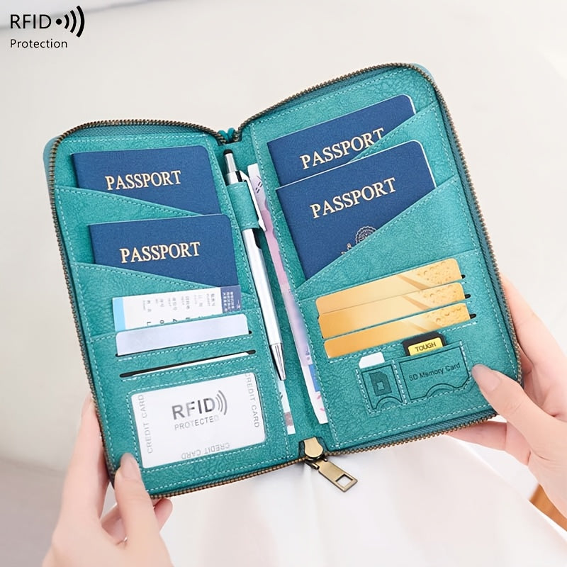 RFID Travel Wallet for Men, Four Passports