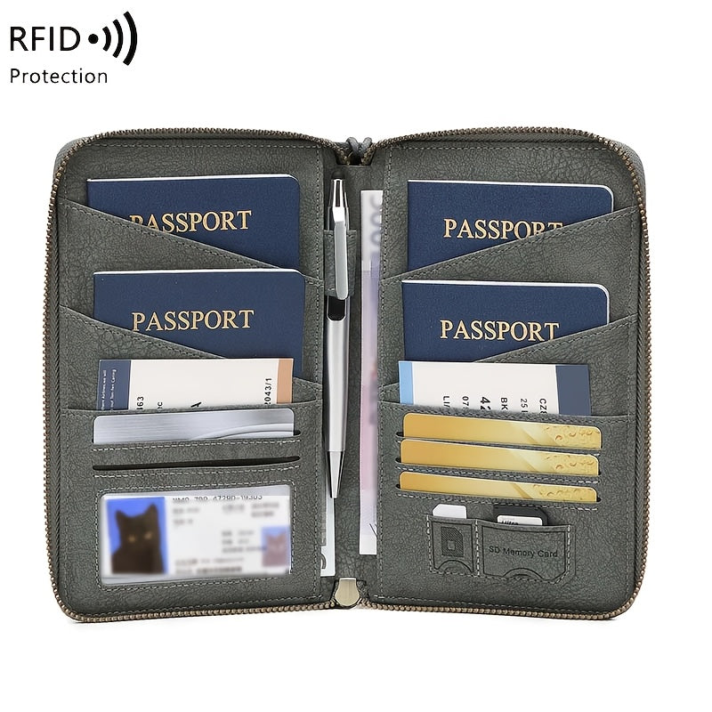RFID Travel Wallet for Men, Four Passports