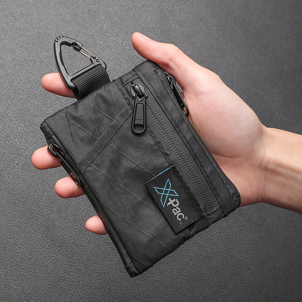 Men's Zip Wallet with 5 Pockets, Carabiner, EDC Size