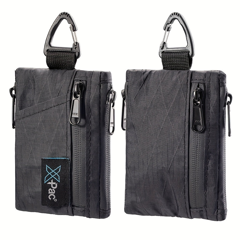 Men's Zip Wallet with 5 Pockets, Carabiner, EDC Size