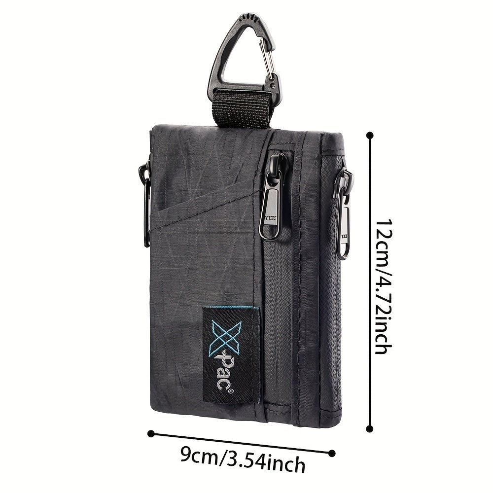 Men's Zip Wallet with 5 Pockets, Carabiner, EDC Size