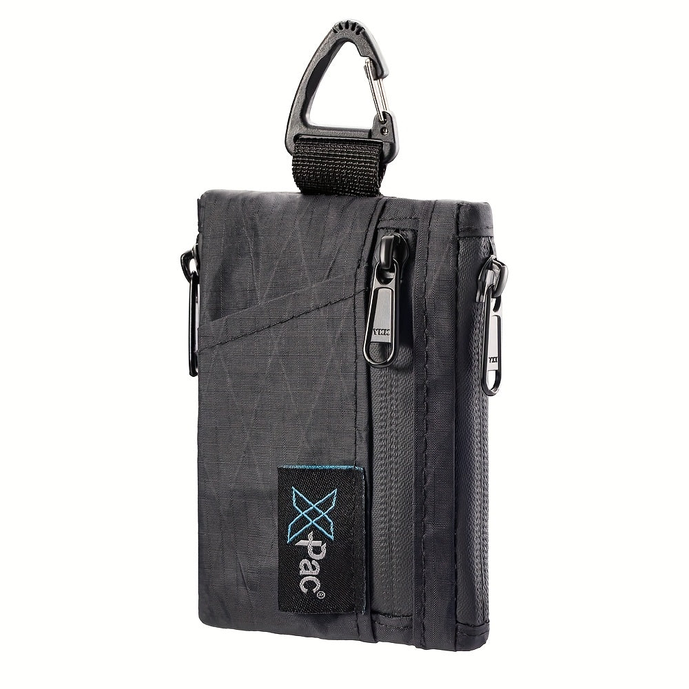 Men's Zip Wallet with 5 Pockets, Carabiner, EDC Size