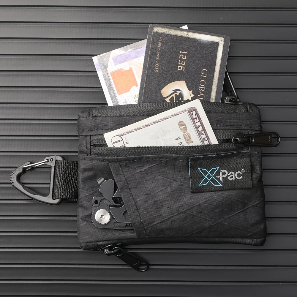 Men's Zip Wallet with 5 Pockets, Carabiner, EDC Size