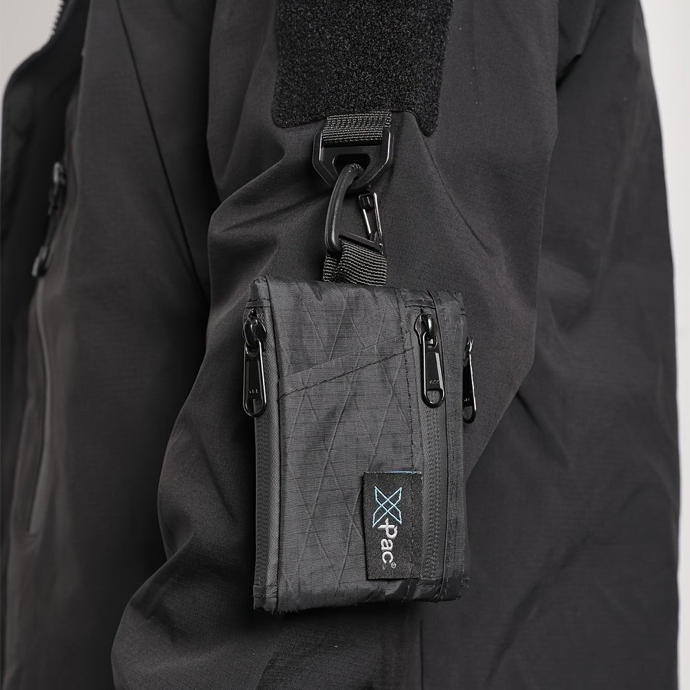 Men's Zip Wallet with 5 Pockets, Carabiner, EDC Size