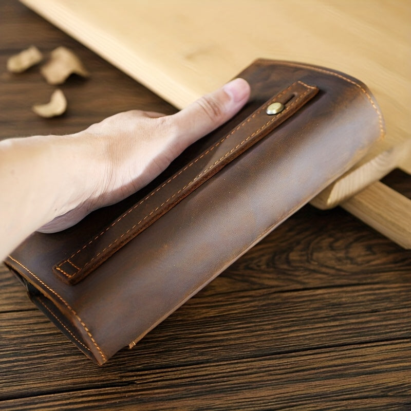 Men's Long Zippered Wallet in Crazy Horse Leather, 20.5 cm