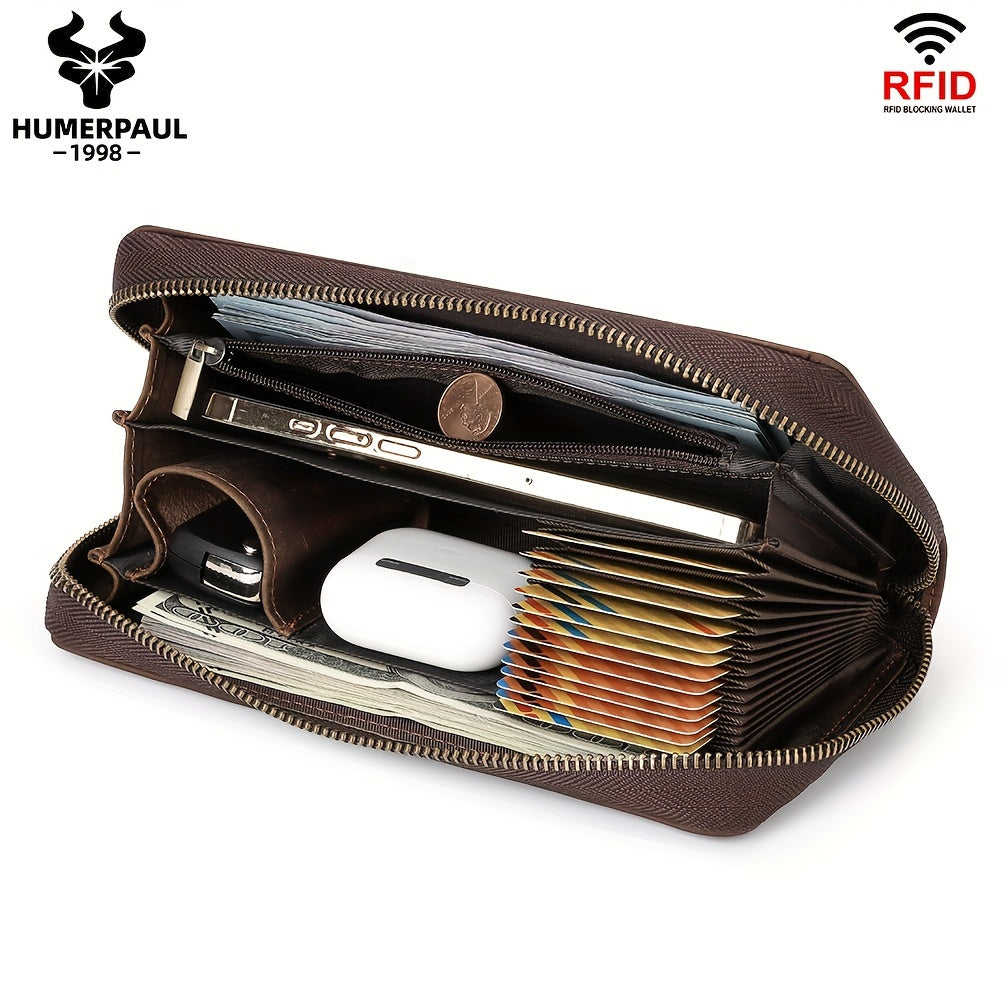 Men's Zip Around Wallet, Holds Thirteen Cards