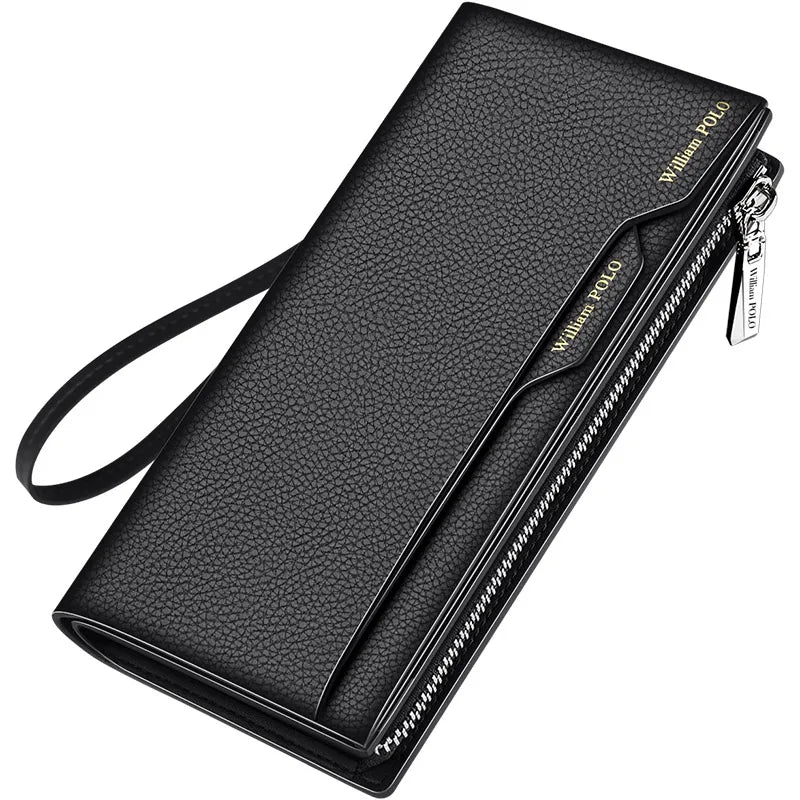 Men's Long Genuine Leather Multifunction Wallet with Zip and Large Phone Compartment Image