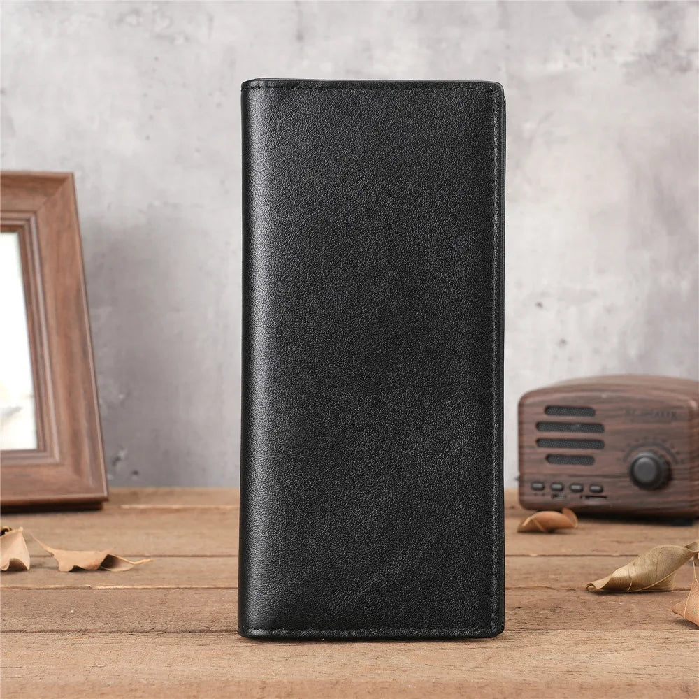 Men's Long Genuine Leather RFID Wallet with Card Holder and Zippered Coin Pocket Image