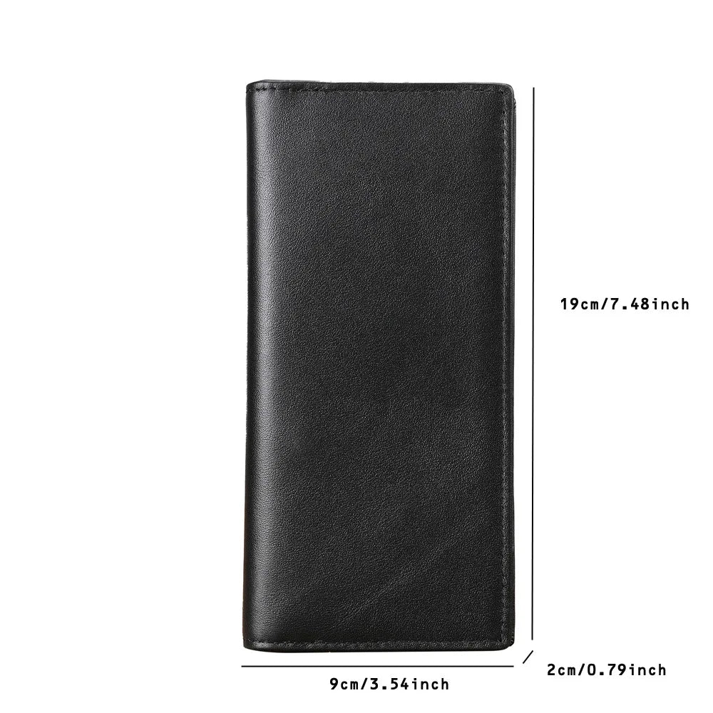 Men's Long Genuine Leather RFID Wallet with Card Holder and Zippered Coin Pocket