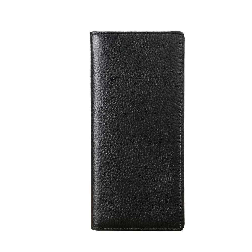 Men's Long Genuine Leather RFID Wallet with Card Holder and Zippered Coin Pocket