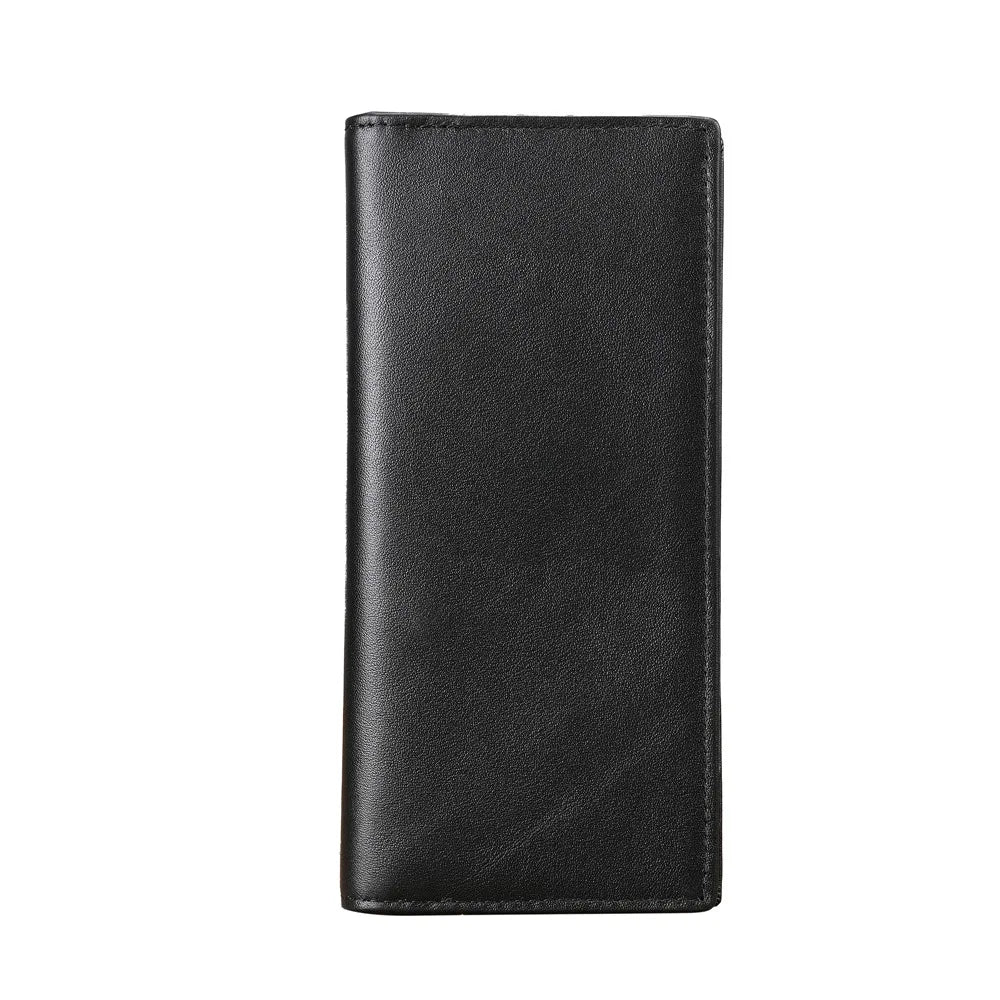 Men's Long Genuine Leather RFID Wallet with Card Holder and Zippered Coin Pocket