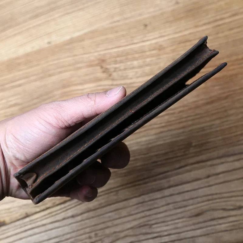 Men's Vintage Genuine Leather Long Wallet with Card Holder and Phone Compartment